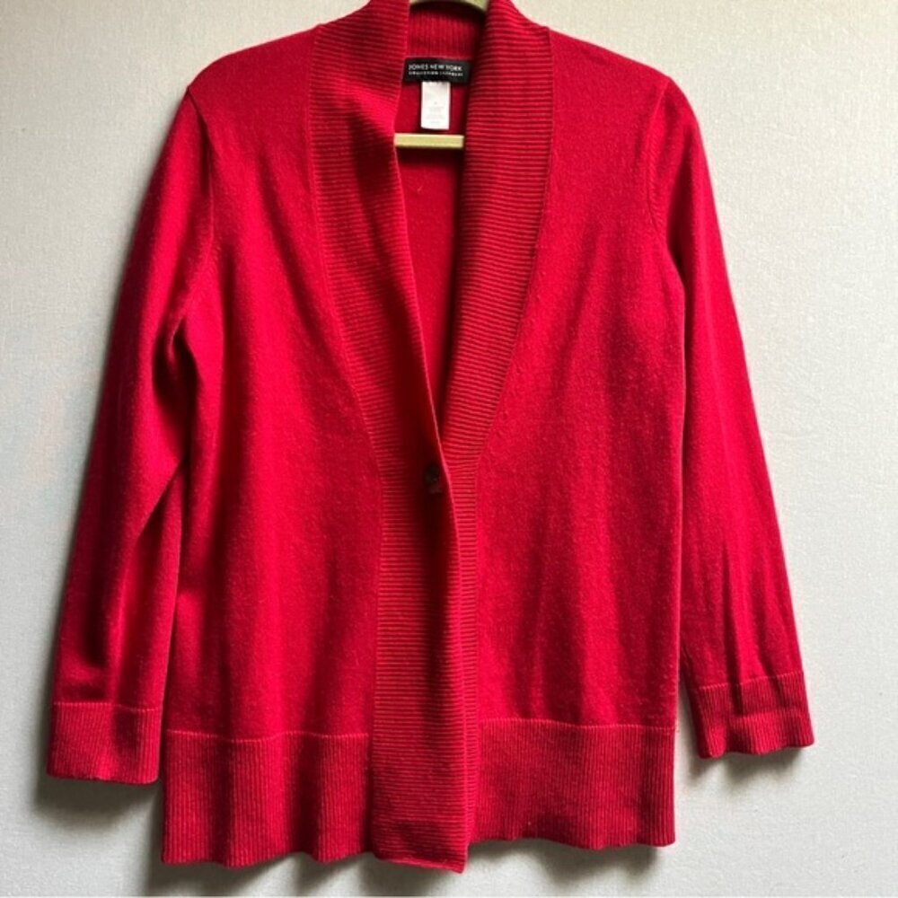 Jones New York Collection Cashmere Open Front Cardigan Sweater Size M